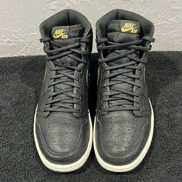 🔥🏀 NIKE AIR JORDAN 1 City Of Flight Sz 10.5Black/Gold Basketball Shoes - EUC